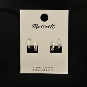 Madewell Chunky Double Hoop Silver Earrings